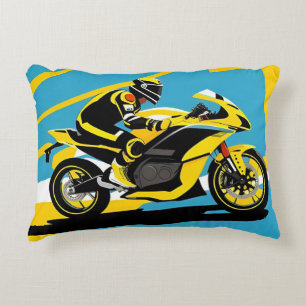 Almofada Decorativa Motocicleta de Corrida e Piloto