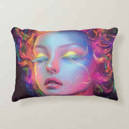 Almofada Decorativa Mulher alienígena com cabelo cósmico