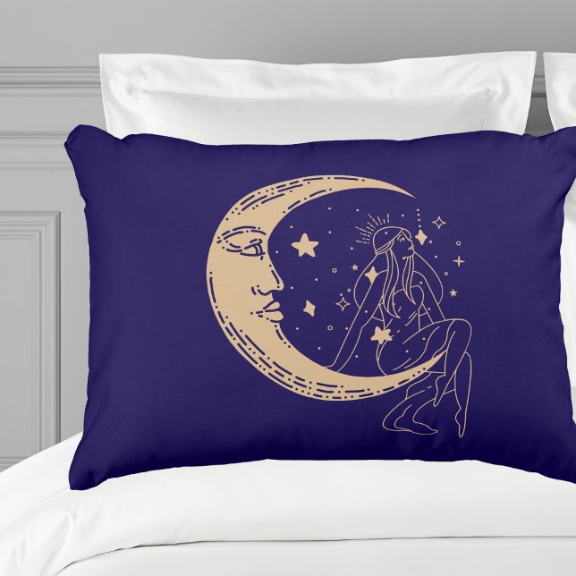 Almofada Decorativa Mulher celestial lua & estrelas, boho, elegante do (Criador carregado)
