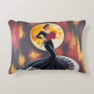 Almofada Decorativa Música de Piano Elegante Desenho Artístico Feminin