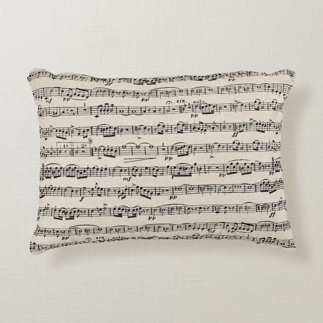 Almofada Decorativa Música em Folha em Burlap (Frente)