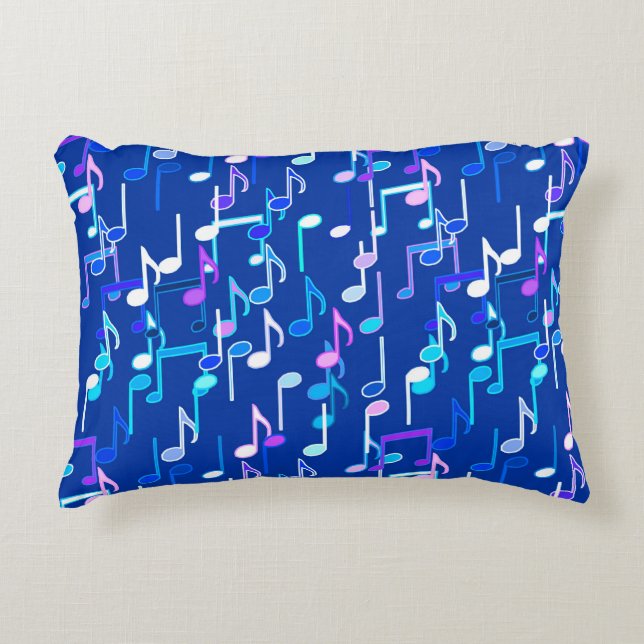 Almofada Decorativa Musical Notes impressão - indigo azul, multi (Frente)