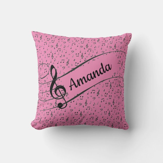 Almofada Decorativa Musical Preta Personalizada (Frente)
