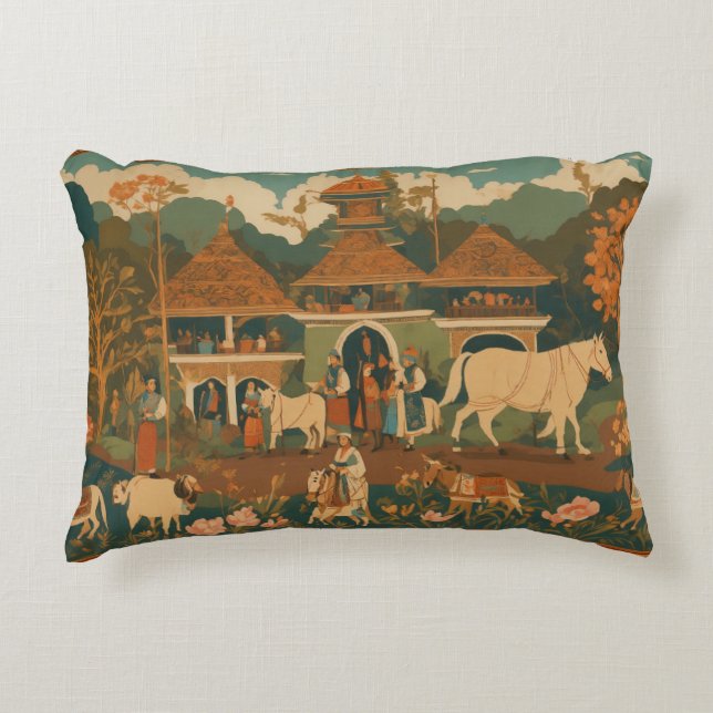 Almofada Decorativa Mystical Javanese Batik Cushion: Fusão da Indonési (Frente)