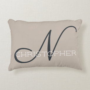 Almofada Decorativa N Nome Personalizado Inicial Taupe Neutro