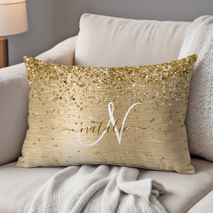 Almofada Decorativa Nam Monograma de Impressão de Glitter Metálico Bru
