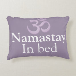 Almofada Decorativa Namastay In Bed Yoga Lavender purple white Funny
