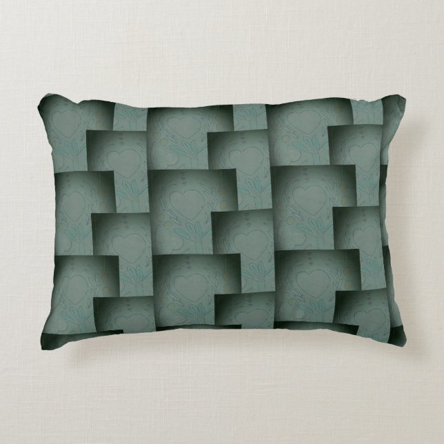 Almofada Decorativa Nana's Hearts (Black & Cinza) (Frente)