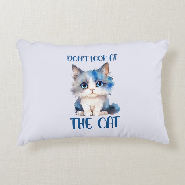 Almofada Decorativa Não olhe para o gato - Adorável gatinho Bluish (Frente)