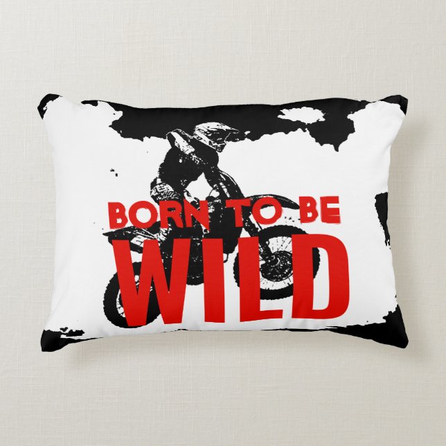 Almofada Decorativa Nascer de ser o esporte de motocross selvagem (Frente)