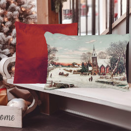 Almofada Decorativa Natais vintages Eve Church in Snow