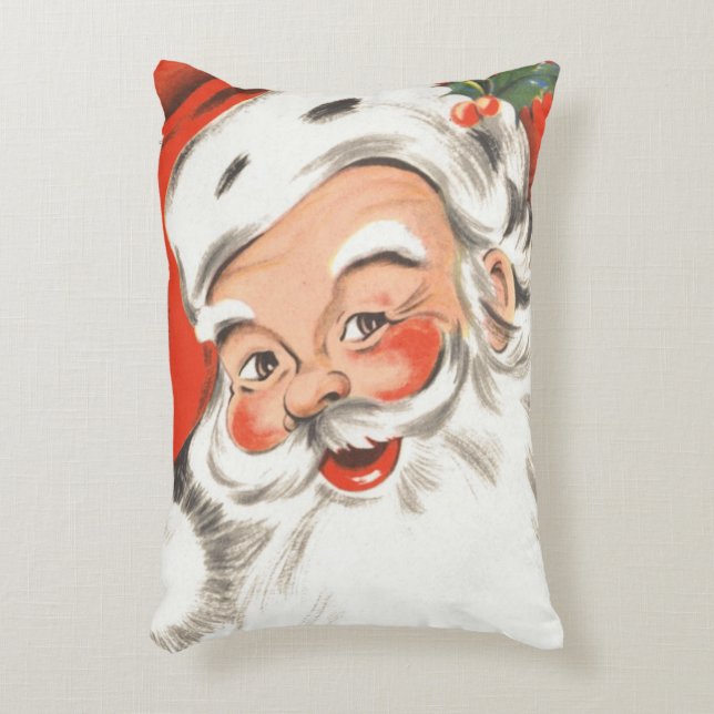 Almofada Decorativa Natal Antigo, Papai Noel Alegre com Sorriso (Frente(Vertical))