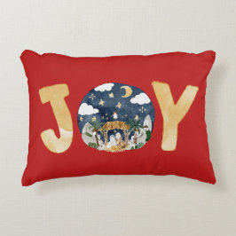 Almofada Decorativa Natal Cristão Natividade Cinematográfica Vermelha
