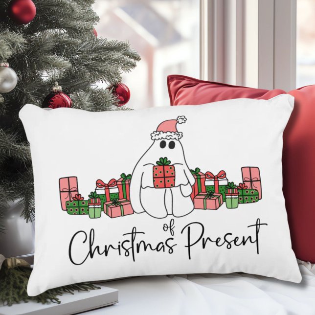 Almofada Decorativa Natal Divertido Fofo Único (Cute Simple Modern Funny Ghost Of Christmas Accent Pillow)