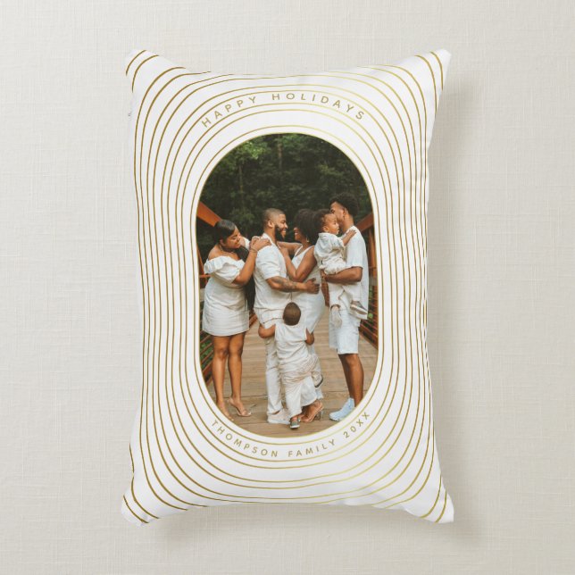 Almofada Decorativa Natal Dourado da família de fotos personalizadas b (Frente(Vertical))
