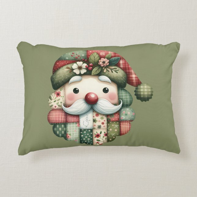 Almofada Decorativa Natal Folclórico Caprichoso em Patchwork (Frente)