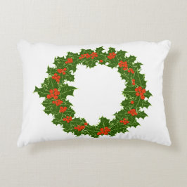 Almofada Decorativa Natal Holly Wreath