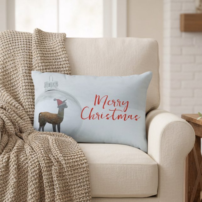 Almofada Decorativa Natal Llama Winter Scense Holiday (Merry Christmas Llama Pillow! )