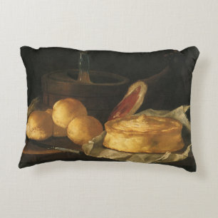 Almofada Decorativa Natureza-morta barroca vintage com pão, torta e pr