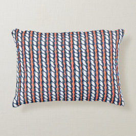 Almofada Decorativa Nautical Doodles – Coral & Navy Rope Stripe