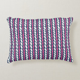 Almofada Decorativa Nautical Doodles – Hot Pink & Navy Rope Stripe