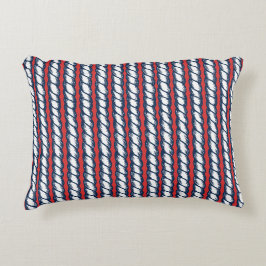 Almofada Decorativa Nautical Doodles – Red & Navy Rope Stripe