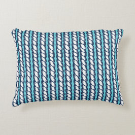 Almofada Decorativa Nautical Doodles – Turquoise & Navy Rope Stripe