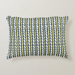 Almofada Decorativa Nautical Doodles – Yellow & Navy Rope Stripe