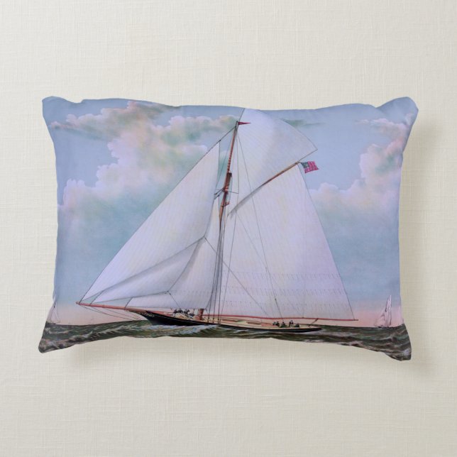 Almofada Decorativa Navio de Vela Antigo Iate de Sloops Oceano (Verso)