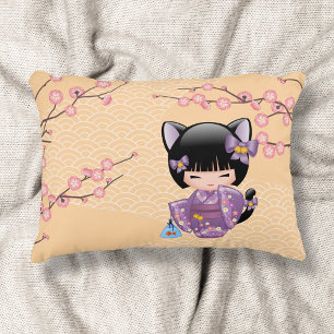 Almofada Decorativa Neko Kokeshi Doll - Cat Ears Geisha Girl