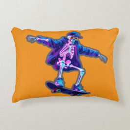 Almofada Decorativa Neon 3D Skeleton Skateboarding – Funny Streetwear 
