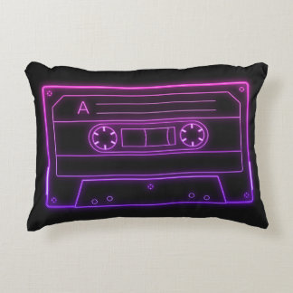 Almofada Decorativa Neon Cassette Tape Retro Aesthetic Throw Pillow