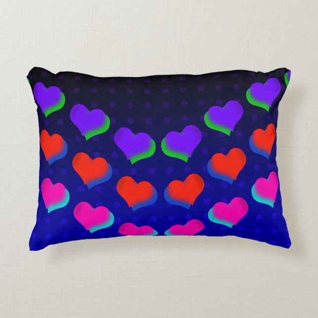 Almofada Decorativa Neon Dark Hearts Retro Cartoon Divertido Padrão (Frente)