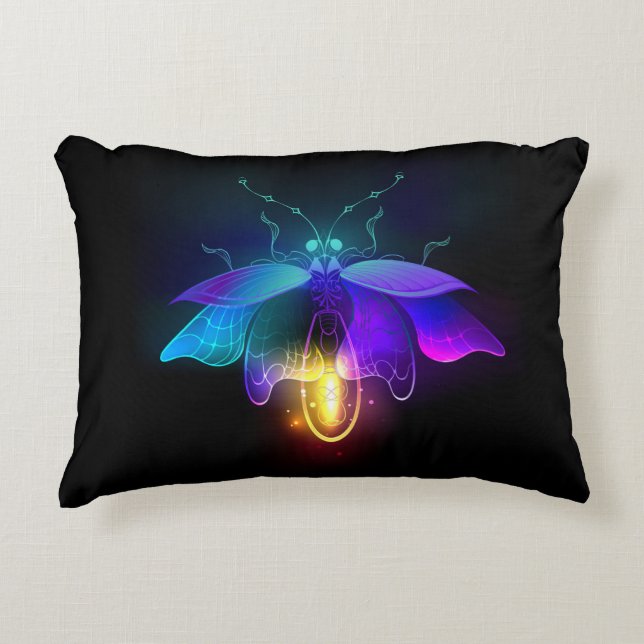 Almofada Decorativa Neon Firefly a preto (Frente)