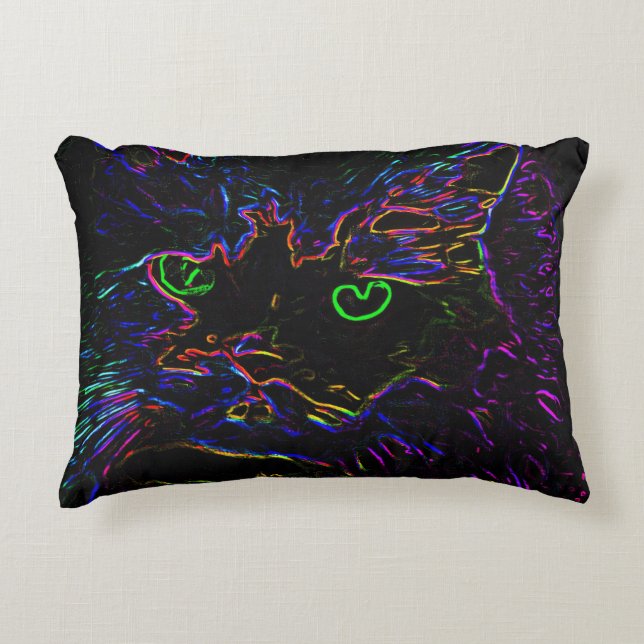 Almofada Decorativa Neon Glow Cat (Frente)