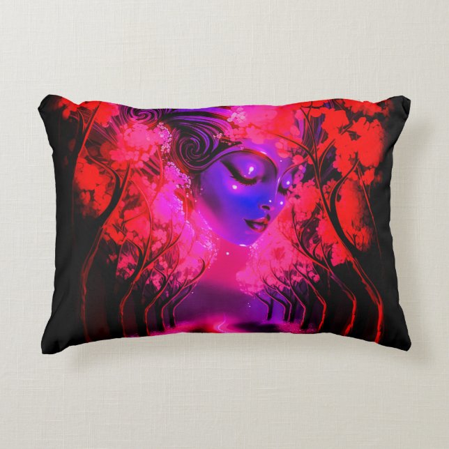 Almofada Decorativa Neon Goddess in Enchanted Forest (Frente)