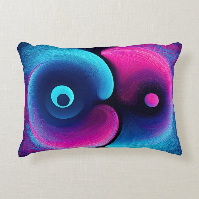 Almofada Decorativa Neon Harmony: Uma Interpretação Moderna de Yin Yan (Frente)