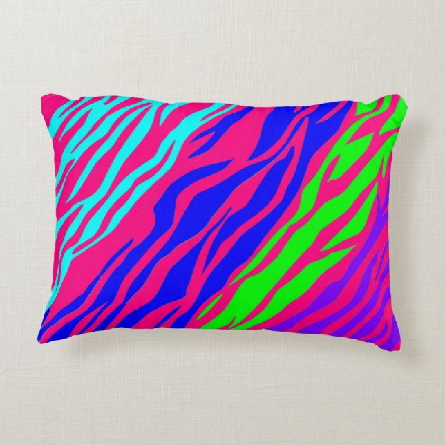 Almofada Decorativa Neon Rainbow Zebra (Verso)