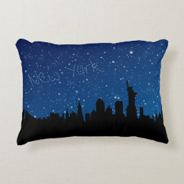 Almofada Decorativa New York, skyline na noite