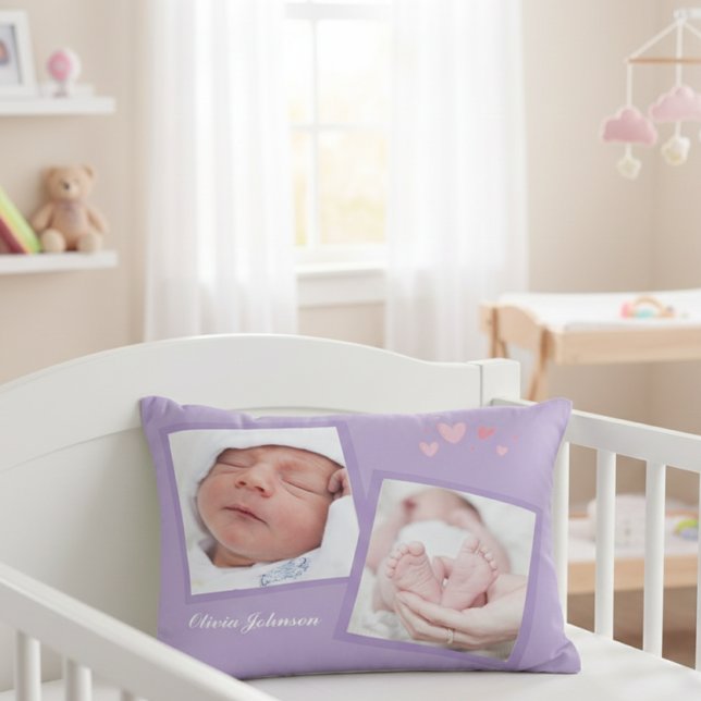 Almofada Decorativa Newborn Photo Collage Throw Pillow (Criador carregado)