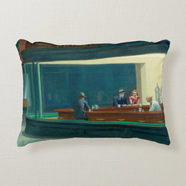 Almofada Decorativa Nighthawks 1942 por Edward Hopper (Frente)