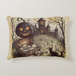 Almofada Decorativa Noite de Halloween: O Abóbora Preta Assustadora Gu