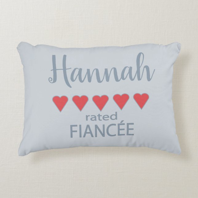Almofada Decorativa Noiva & Corte de Honra 5 Corações Prometida (Frente)