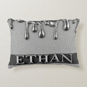 Almofada Decorativa Nome Cromado Personalizado Efeito Gotejamento Metá