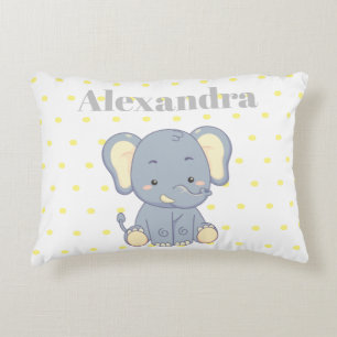 Almofada Decorativa Nome da bolinhas do elefante da Cinza amarela da E