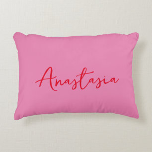 Almofada Decorativa Nome da caligrafia profissional cor-de-rosa