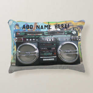 Almofada Decorativa Nome da edição da Boombox Stéreo Cassete Estér
