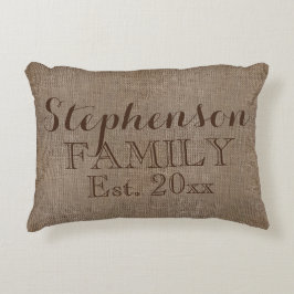 Almofada Decorativa Nome da família Burlap Rustic
