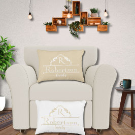 Almofada Decorativa Nome da Família Monograma Dividido Quadro Dourado