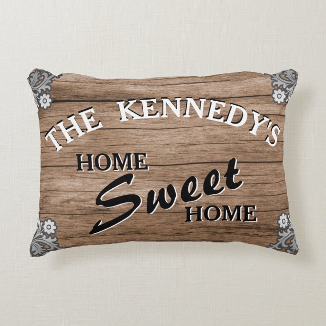Almofada Decorativa Nome de família feito sob encomenda de madeira (Frente)